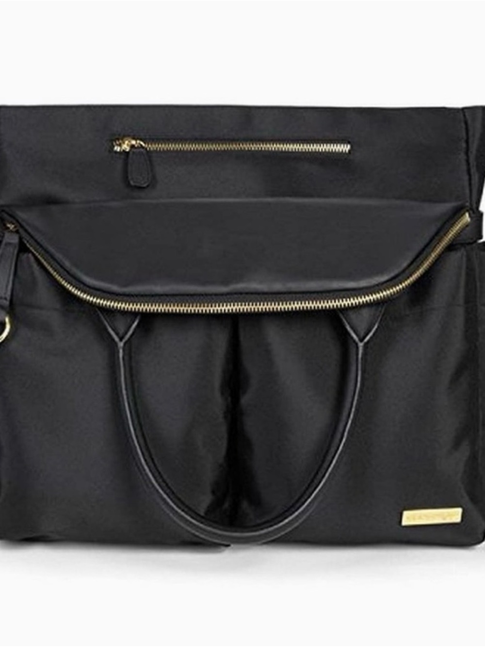 Skip Hop Black Tote with Gold Hardware